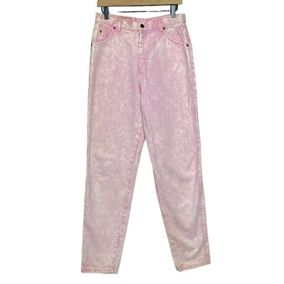 90s Pink Acid Wash Levi's High Waist 573s Pinup Jeans Relaxed Fit Tapered Leg - Picture 1 of 16